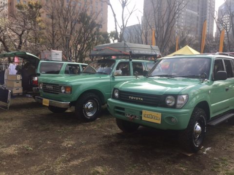 東京アウトサイドフェスティバル　ランクル８０　９５プラド　デモカー　グリーン　